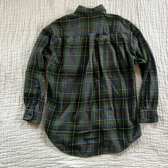 VTG J.Crew Oarsman Flannel Long Sleeve Shirt Mens Small Green Plaid - Picture 3 of 7